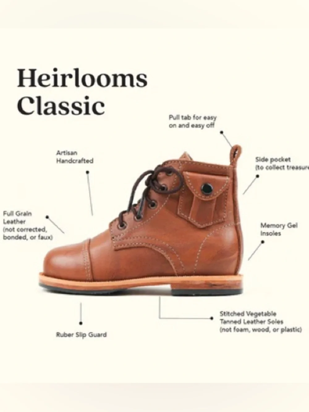 Mikoleon Heirloom Classic Brown Boots EU Size 20 | Toddler 4.5-5